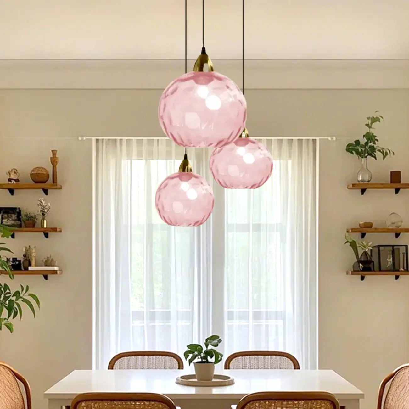 Artistic Stained Glass Globe Pendant Light for Dining Room