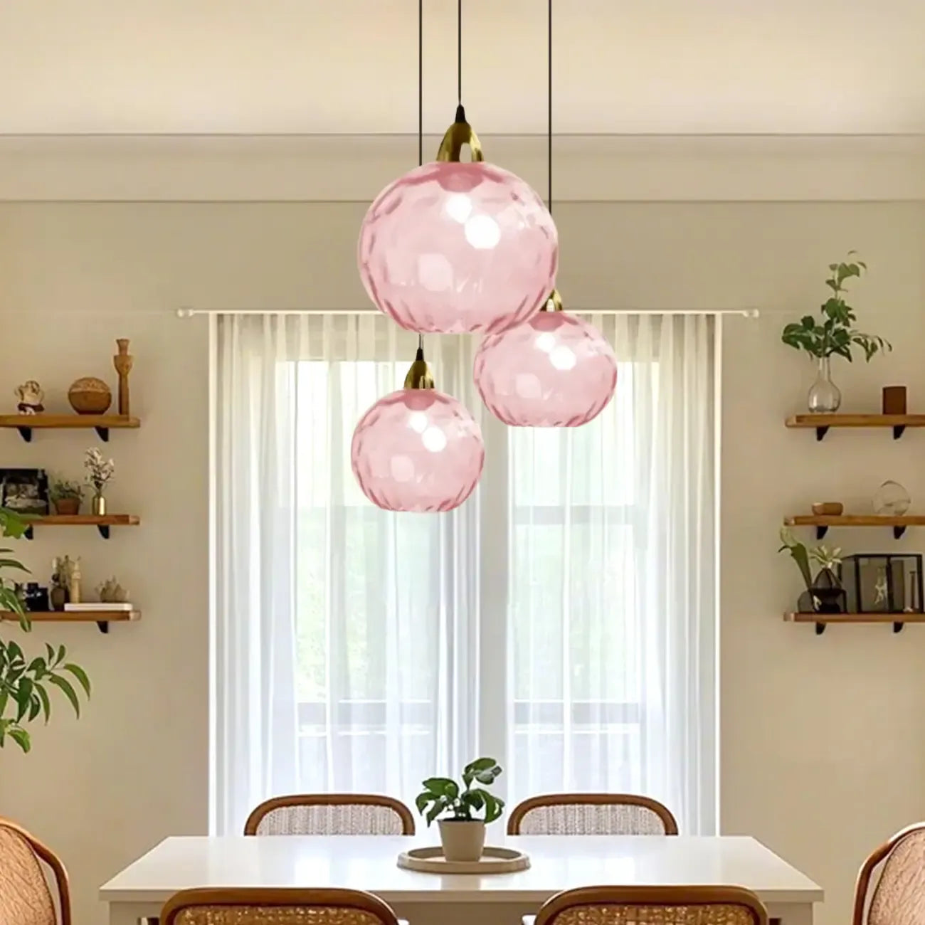 Artistic Stained Glass Globe Pendant Light for Dining Room
