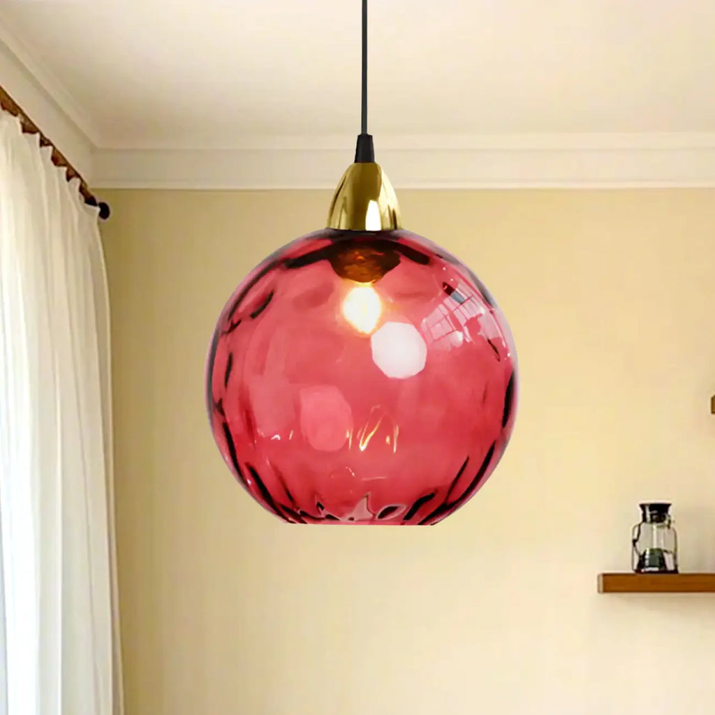 Artistic Stained Glass Globe Pendant Light for Dining Room