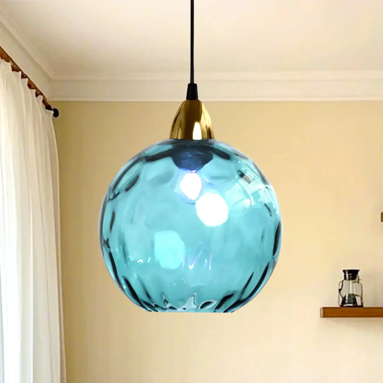 Artistic Stained Glass Globe Pendant Light for Dining Room