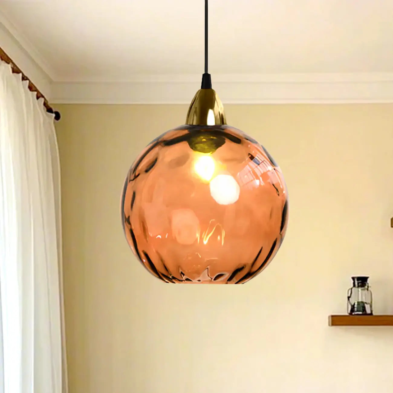 Artistic Stained Glass Globe Pendant Light for Dining Room