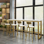 Stylish White Wood Gold Trestle Bar Table for Modern Kitchens