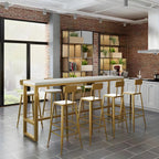 Stylish White Wood Gold Trestle Bar Table for Modern Kitchens