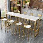 Stylish White Wood Gold Trestle Bar Table for Modern Kitchens
