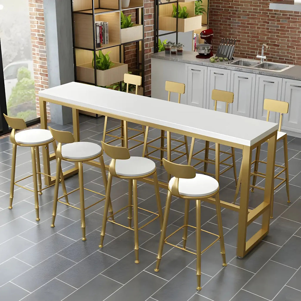 Stylish White Wood Gold Trestle Bar Table for Modern Kitchens