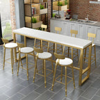 Stylish White Wood Gold Trestle Bar Table for Modern Kitchens