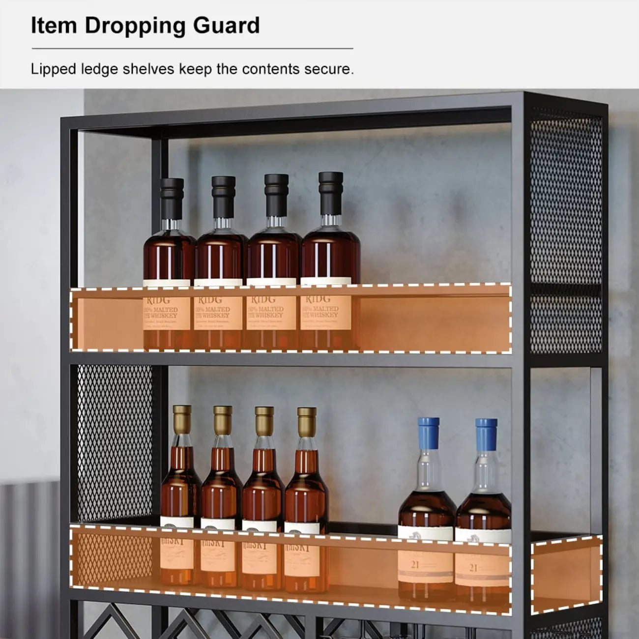 Industrial Versatile Metal Floor Wine Rack with Cabinet