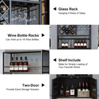 Industrial Versatile Metal Floor Wine Rack with Cabinet