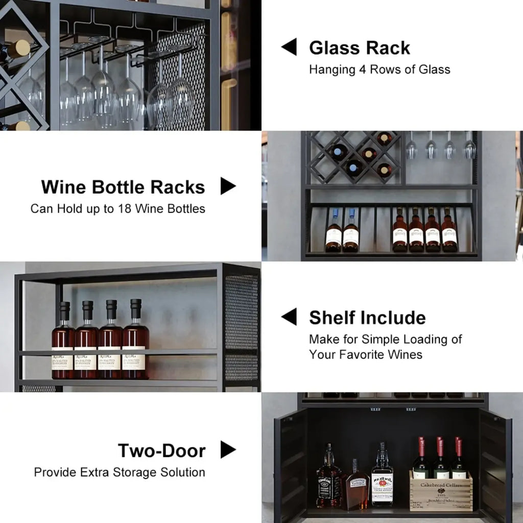 Industrial Versatile Metal Floor Wine Rack with Cabinet