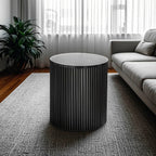 Simple Black Pine Round Drawer Coffee Table