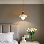 Cozy Pink LED Ball Pendant Light with Floral Clay Design for Bedside