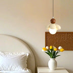 Cozy Pink LED Ball Pendant Light with Floral Clay Design for Bedside