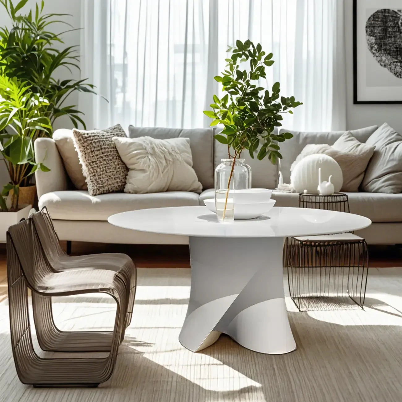 Solid Color Abstract Modern Round Wood Coffee Table