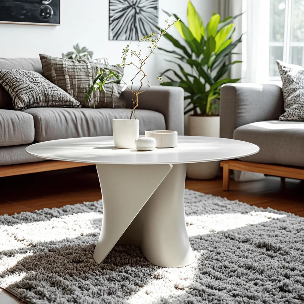 Solid Color Abstract Modern Round Wood Coffee Table