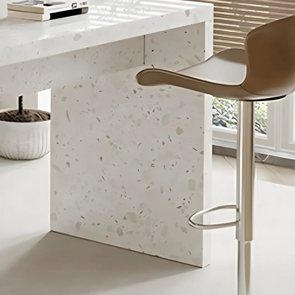 Modern White Stone Double Pedestal Bar Tables