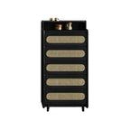 Brown Wood Rattan Front Accent Chest with Multi-Drawer