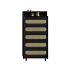 Brown Wood Rattan Front Accent Chest with Multi-Drawer
