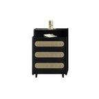 Brown Wood Rattan Front Accent Chest with Multi-Drawer