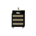 Brown Wood Rattan Front Accent Chest with Multi-Drawer