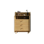 Brown Wood Rattan Front Accent Chest with Multi-Drawer