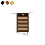 Brown Wood Rattan Front Accent Chest with Multi-Drawer