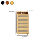 Brown Wood Rattan Front Accent Chest with Multi-Drawer