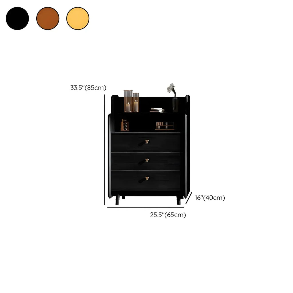 Brown Wood Rattan Front Accent Chest with Multi-Drawer