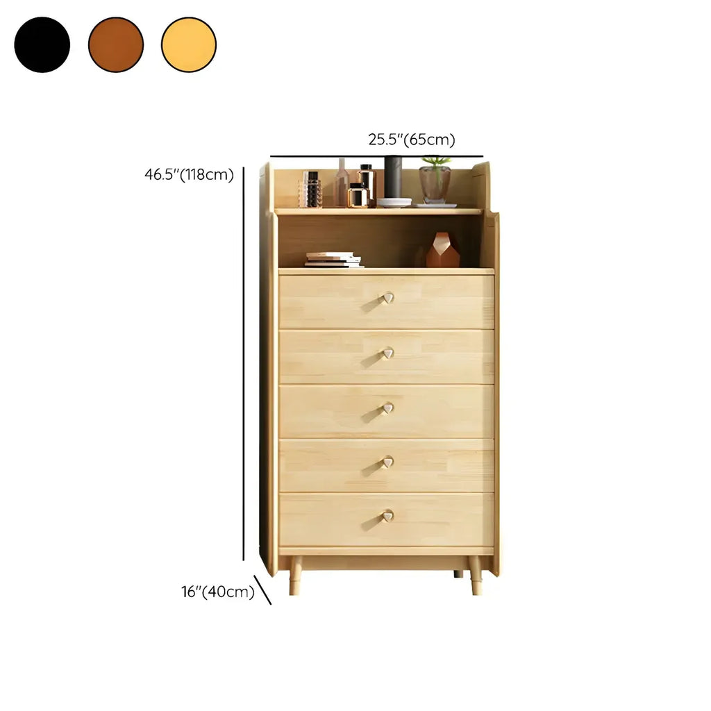 Brown Wood Rattan Front Accent Chest with Multi-Drawer
