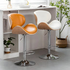 Arched Blackish Green Leather Swivel Adjustable Bar Stool