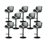 Arched Blackish Green Leather Swivel Adjustable Bar Stool