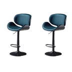Arched Blackish Green Leather Swivel Adjustable Bar Stool