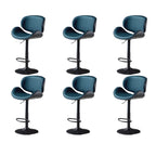 Arched Blackish Green Leather Swivel Adjustable Bar Stool