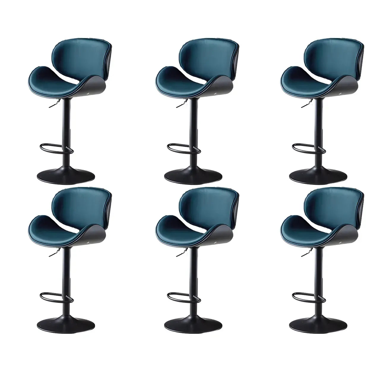 Arched Blackish Green Leather Swivel Adjustable Bar Stool