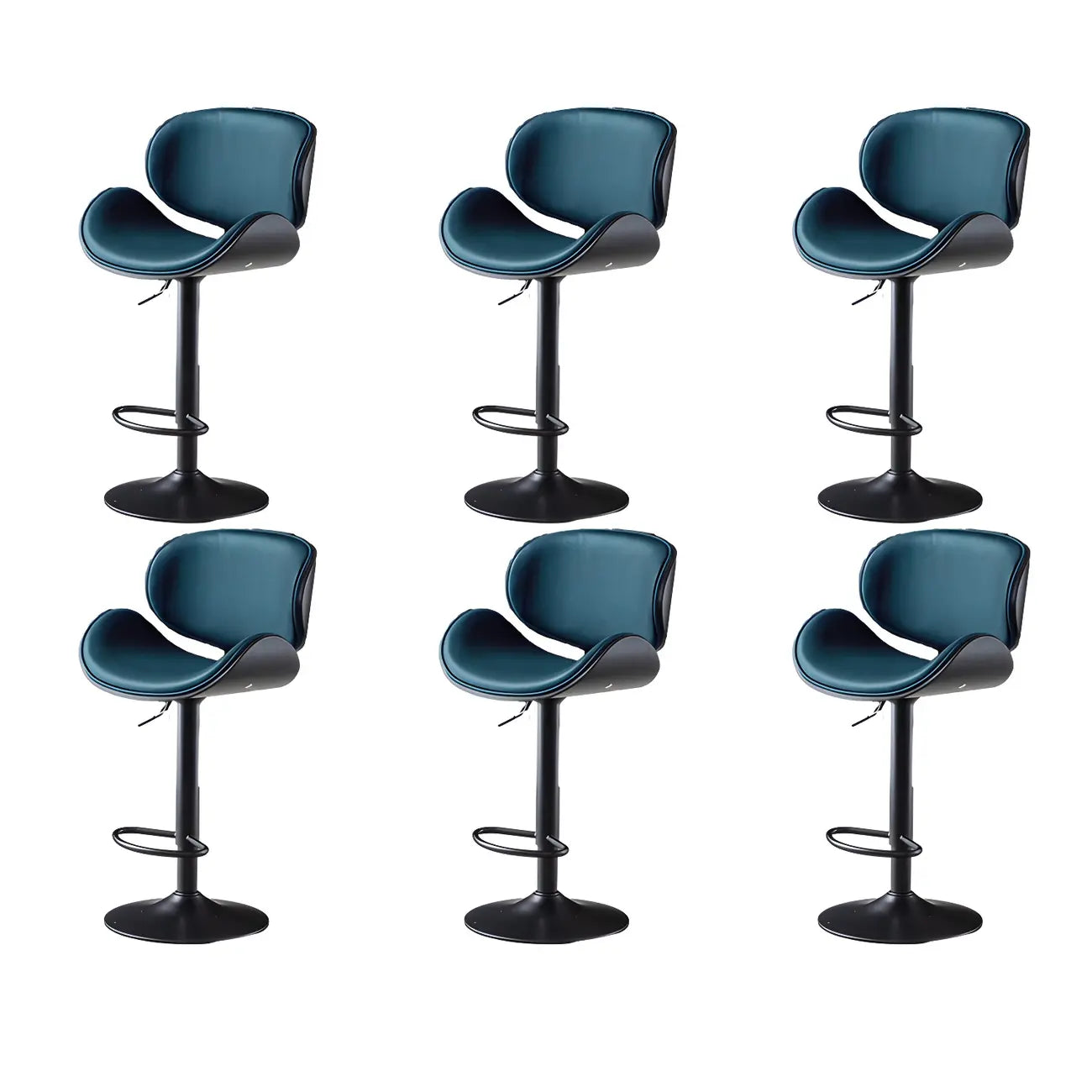 Arched Blackish Green Leather Swivel Adjustable Bar Stool