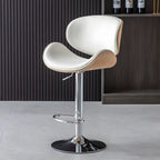 Arched Blackish Green Leather Swivel Adjustable Bar Stool