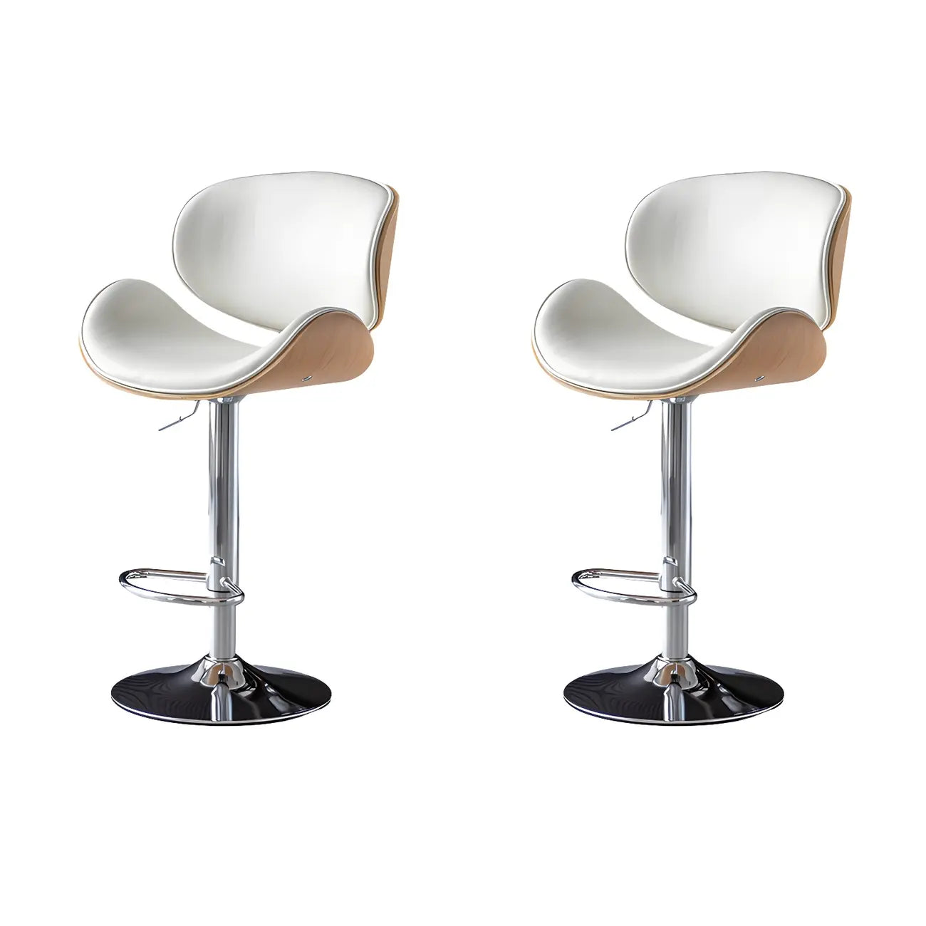 Arched Blackish Green Leather Swivel Adjustable Bar Stool