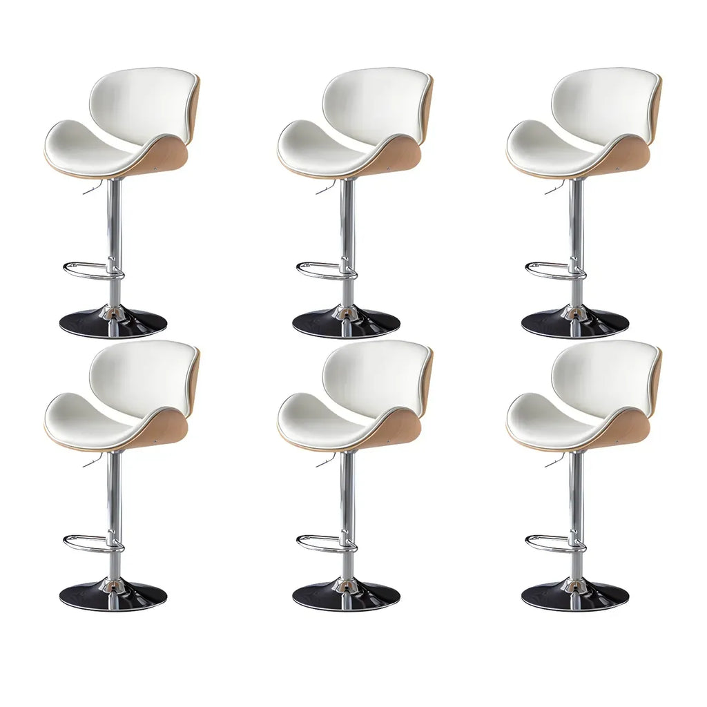 Arched Blackish Green Leather Swivel Adjustable Bar Stool