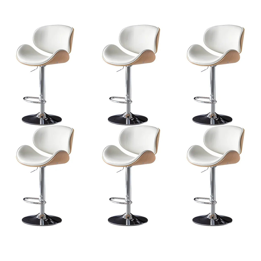 Arched Blackish Green Leather Swivel Adjustable Bar Stool