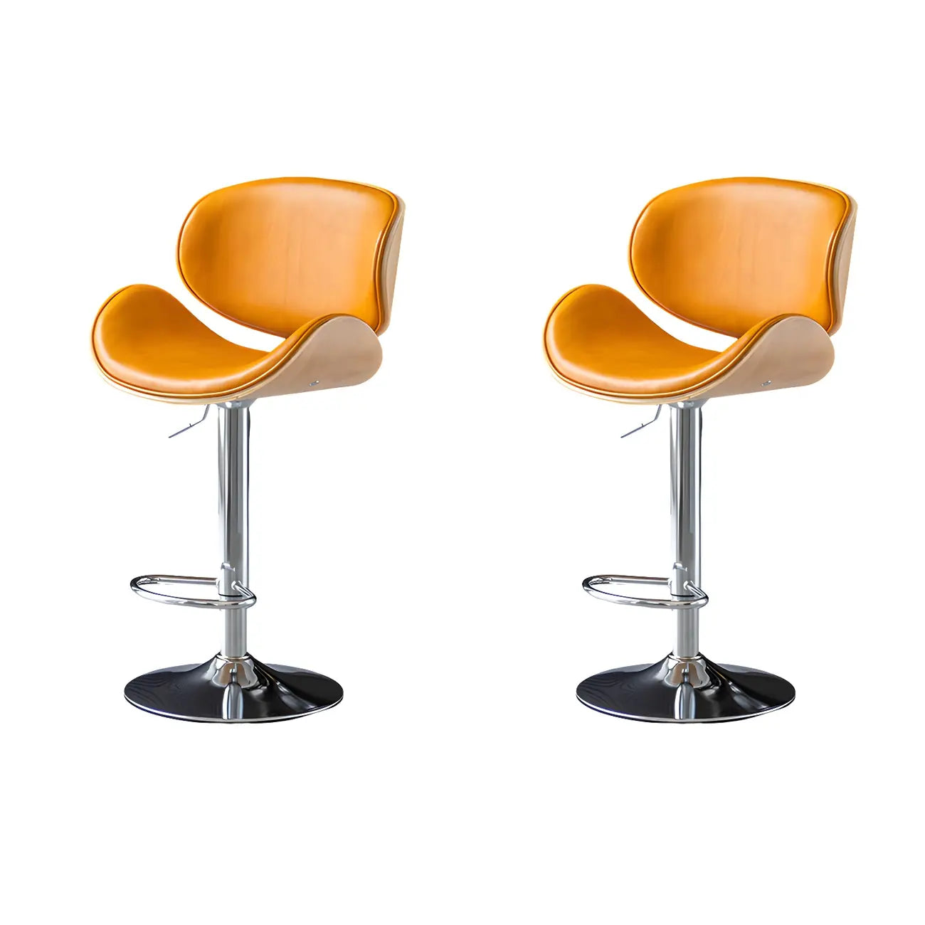 Arched Blackish Green Leather Swivel Adjustable Bar Stool