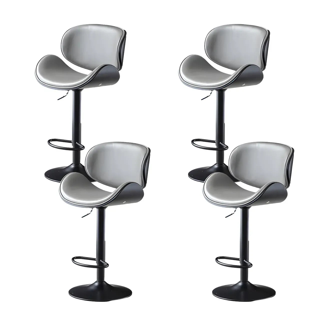 Arched Blackish Green Leather Swivel Adjustable Bar Stool