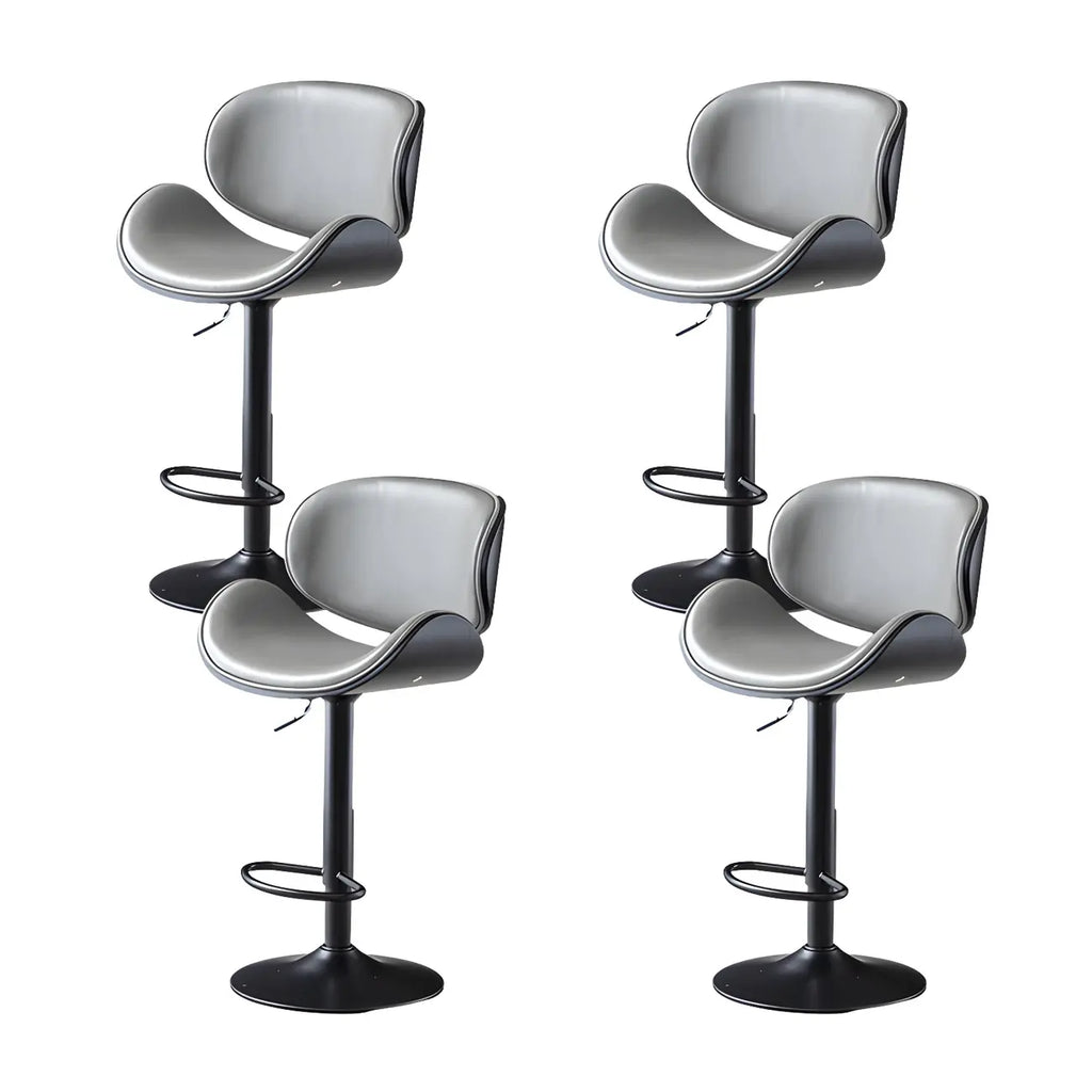 Arched Blackish Green Leather Swivel Adjustable Bar Stool