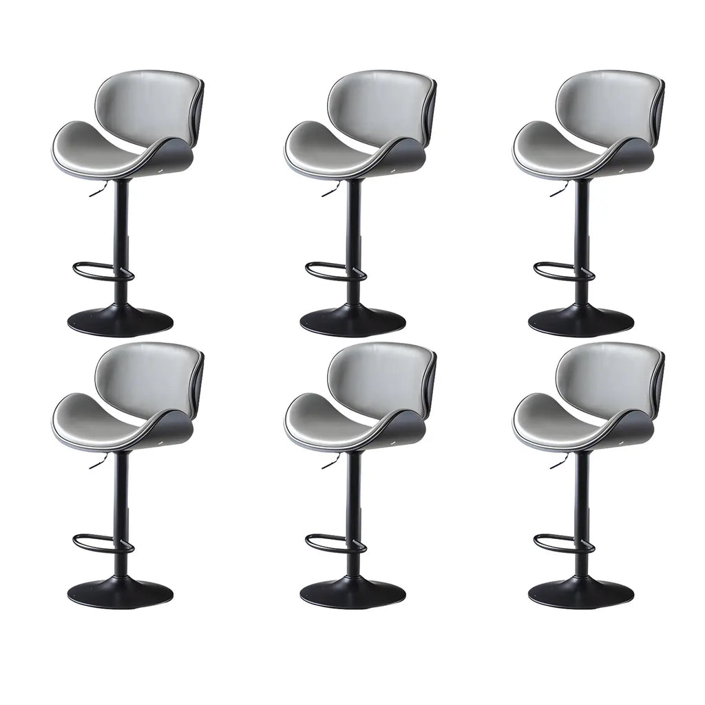 Arched Blackish Green Leather Swivel Adjustable Bar Stool