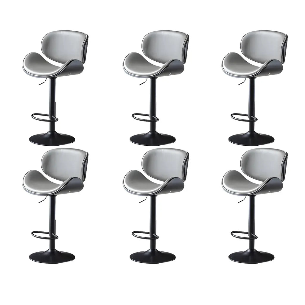 Arched Blackish Green Leather Swivel Adjustable Bar Stool