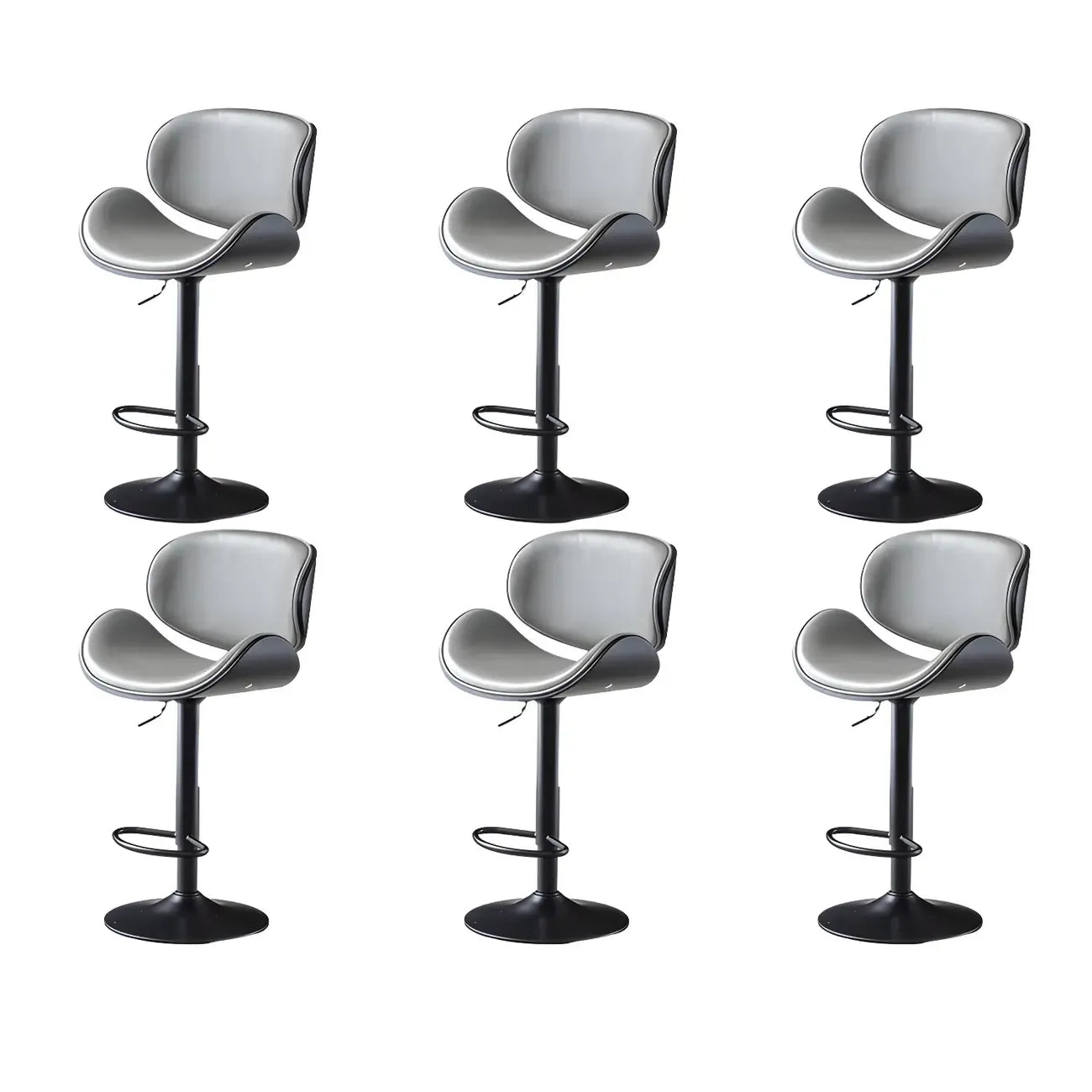 Arched Blackish Green Leather Swivel Adjustable Bar Stool