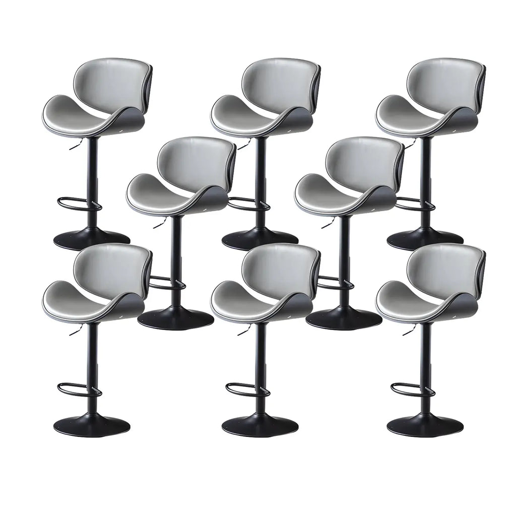 Arched Blackish Green Leather Swivel Adjustable Bar Stool