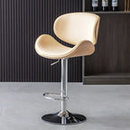 Arched Blackish Green Leather Swivel Adjustable Bar Stool