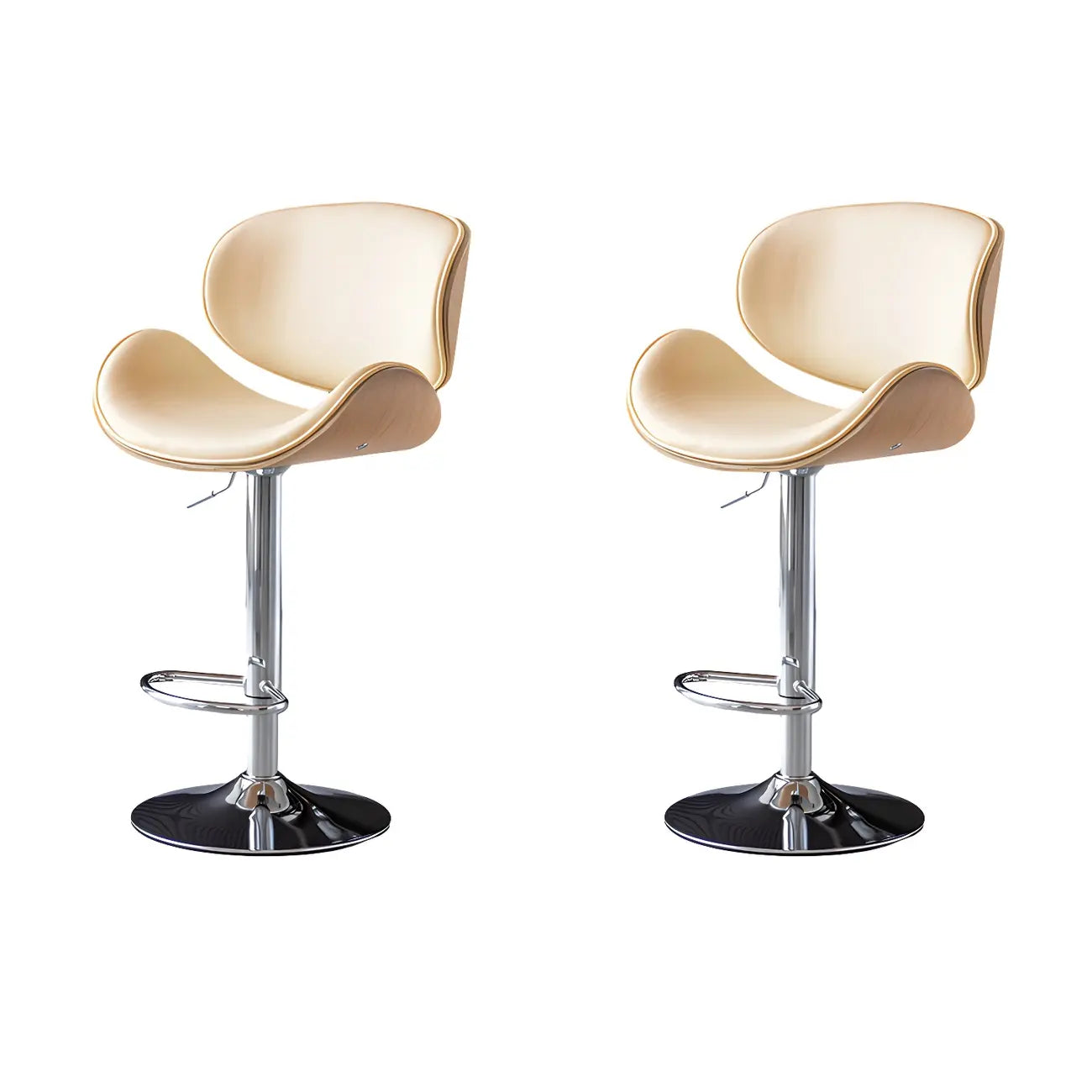 Arched Blackish Green Leather Swivel Adjustable Bar Stool