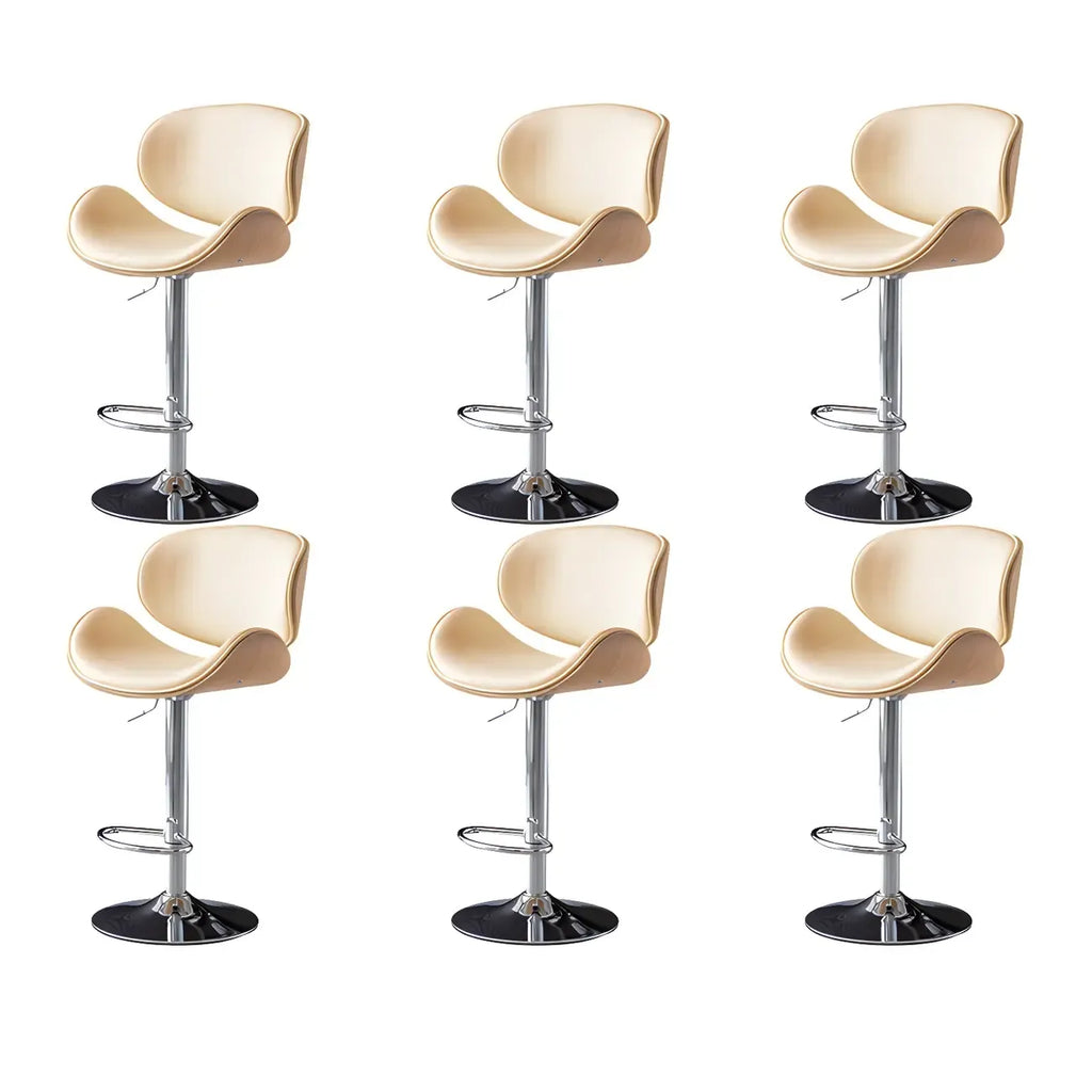 Arched Blackish Green Leather Swivel Adjustable Bar Stool