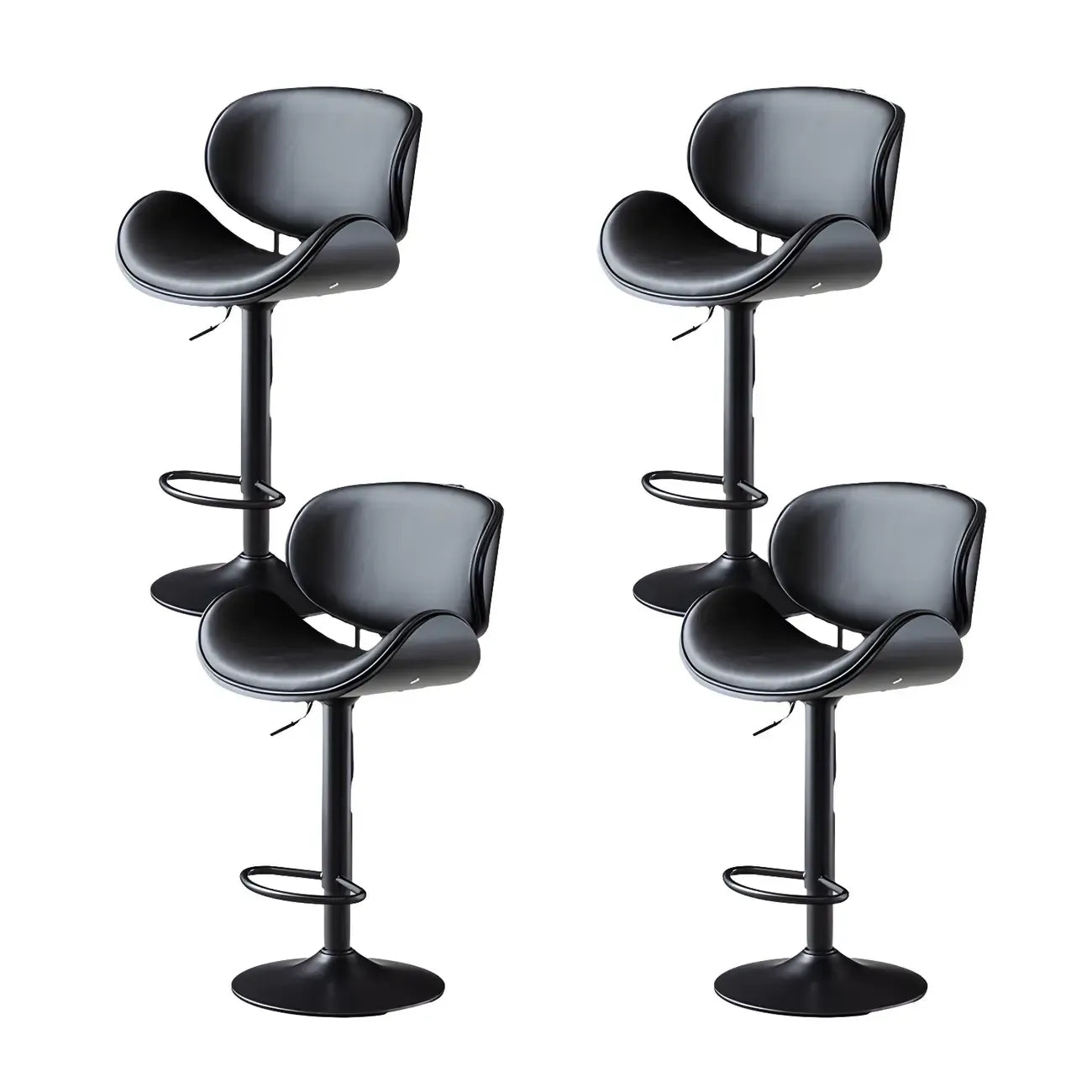 Arched Blackish Green Leather Swivel Adjustable Bar Stool