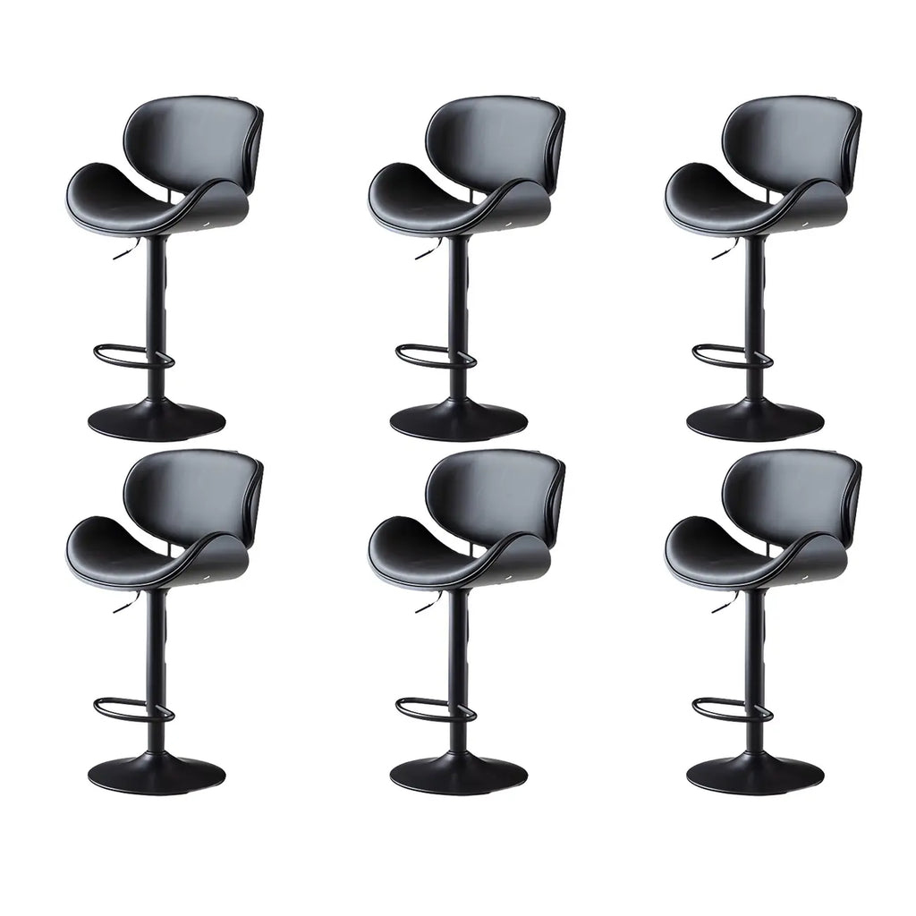 Arched Blackish Green Leather Swivel Adjustable Bar Stool